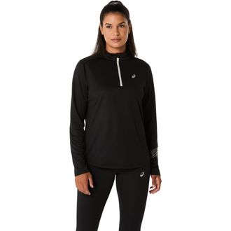 Asics Laufshirt ASICS ASICS ICON 1/2 ZIP LS TOP, Damen, Gr. XL, schwarz (performance schwarz), Obermaterial: 100% Polyester, Shirts Laufshirt