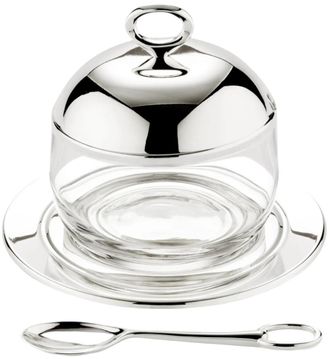 Edzard Premium Marmeladenglas Jago mit Untersetzer und L&ouml;ffel - edel versilbert