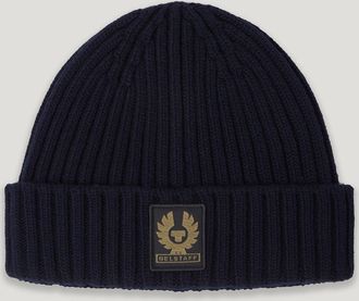 Belstaff Watch Beanie Hat Unisexs Wool Cashmere Blend Dark Ink Size One Size