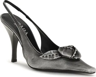 Prada Floral-Detail Leather Slingback Pump - Multicolor