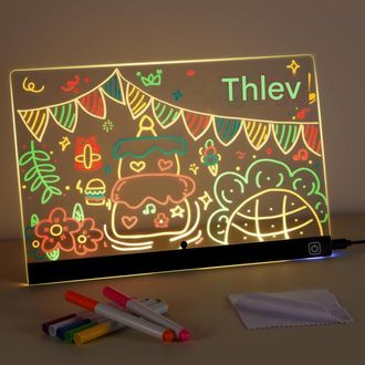 OEM Tablero De Dibujo Led - 30x20 Cm - Acrylico Transparente - Iluminacion Rgb De 7 Colores - Interruptor Tactil - Borradable Y Reutilizable - 1 Unidad