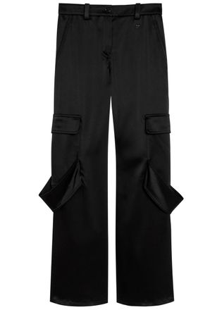 Courr&egrave;ges Utility Chaps Satin Trousers - Black - 40 (UK12 / M)