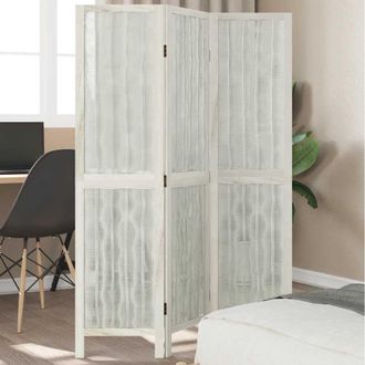 vidaXL Vidaxl - Biombo Separador De 3 Paneles Madera Maciza Paulownia Blanco