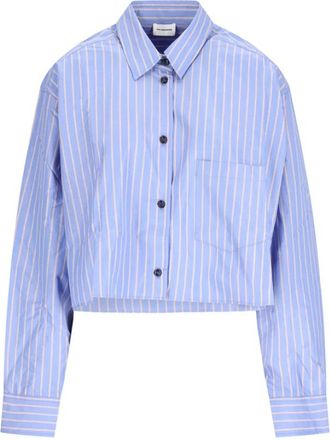 Andamane Cropped Georgiana Shirt - Dames - Overhemden - Blauw - M - Overhemden