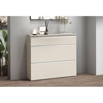 Dmora Zapatero Marconi, Armario Para 16 Pares, 9 Estantes Made In Italy, 9 Compartimentos, 120x26,5x108h Cm Beige