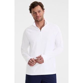 Lands End UPF 50 Cooling Quarter Zip Mock Neck Rash Guard Shirt in White at Nordstrom, Size Xx-Large