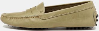 Tod's Tods Olive Green Leather Slip On Loafers