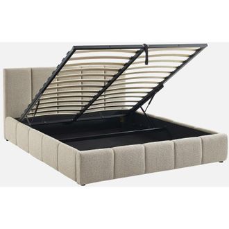 Sweeek Cama Con Caj&oacute;n Con Somier De L&aacute;minas Y Cabecero 160cm, Acabado En Borreguito