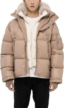 AlphaStyle Kudu Detachable Double Hood Puffer in Beige at Nordstrom, Size Xx-Large