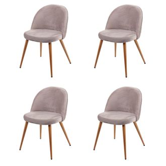 Hhg Hhg - Nunca Usado] Lote De 4 Sillas De Comedor 103, Silla Silla De Cocina Dise&ntilde;o Retro A&ntilde;os 50, Terciopelo, Gris-marr&oacute;n