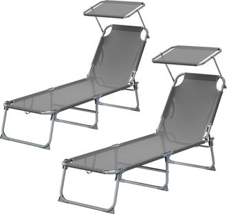 Songmics 2 tumbonas plegables con parasol de color gris