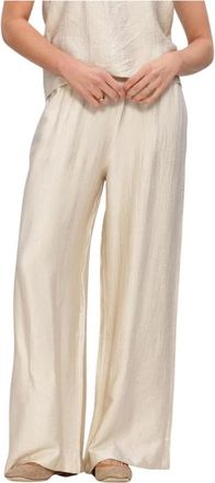 Knit-ted Broeken, Dames, Beige, M, Janou Wide Broeken