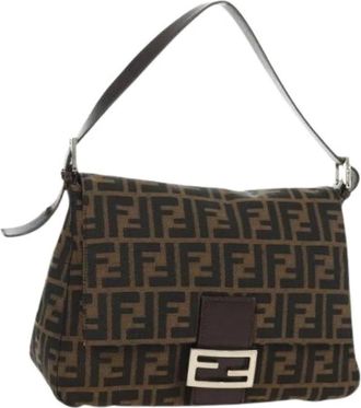 Fendi Pre-owned Vintage Zucca Canvas Shoulder Bag - Dames - Vintage Schoudertas - Bruin - ONE Size - Leer - Vintage