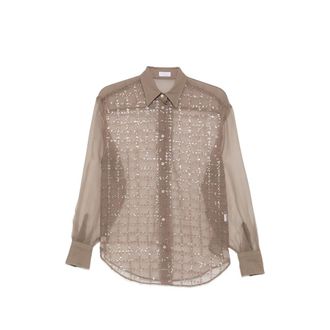 Brunello Cucinelli Sequin-embellished Semi-sheer Shirt