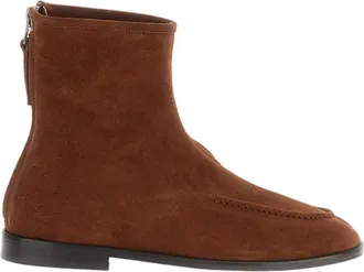 Hereu Soft Suede Ankle Boots with Seam Detail and Back Zip