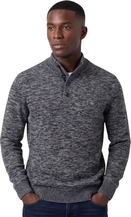 Fynch-Hatton Fynch Hatton Buttoned Troyer trui grijs knitted
