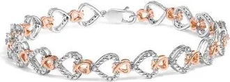 House of Brilliance 10K Rose and White Gold 1/4 Cttw Diamond Infinity Loop and Swirl Link Bracelet at Nordstrom