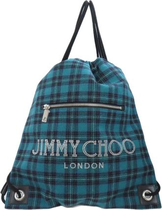 Jimmy Choo London Canvas Green Backpacks