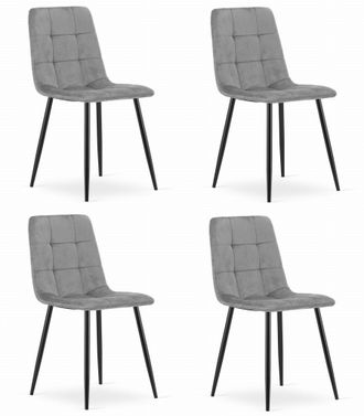 OEM Sedia Kara - Velluto Grigio Chiaro / Gambe Nere X 4