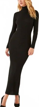 Something Navy Turtleneck Open Back Sweater Dress In Black