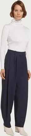 Ferragamo High-Waist Pleated Trousers - Navy