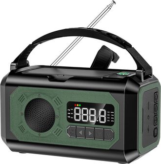OEM Radio De Emergencia Con Manivela Y Alimentaci&oacute;n Solar, 12.000 Mah, Am/fm/wb, Linterna, Funci&oacute;n Sos, Cargador Usb (negro)