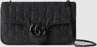 Gucci Jetset GG Marmont Crystal Small Shoulder Bag, Black, Original GG Fabric