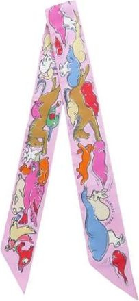 Herm&egrave;s Pre-owned Scarves, female, Pink, Size: ONE SIZE Pre-owned Twilly Scarf Mille Et Un Lapins