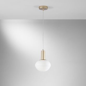 Luce-Ambiente-Design L&aacute;mpara Colgante Moderna Dorada Con Luz Esf&eacute;rica Blanca Ripple
