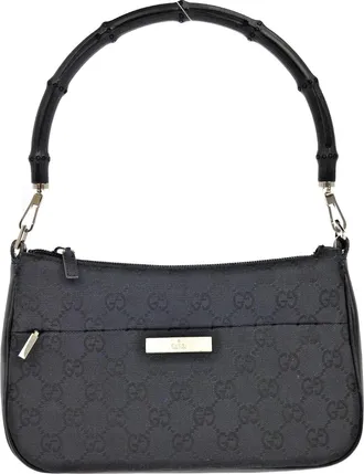 Gucci Bamboo Bullet Gg Canvas Black Canvas Handbag (Pre-Owned)