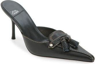 Jeffrey Campbell Claypool Pointed Toe Tassel Loafer Mule in Black at Nordstrom, Size 5.5
