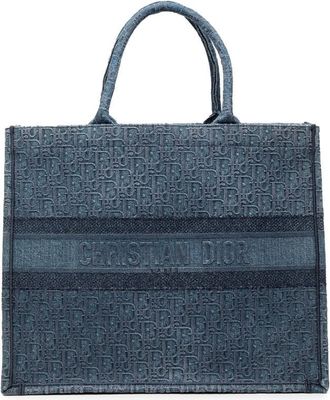 Dior Pre-owned Dior Large Oblique Denim Book Tote Unisex 50 MA 0179