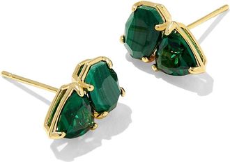 Kendra Scott Tatum Stud Womens Earrings Earring Gold Green Mix, Brass
