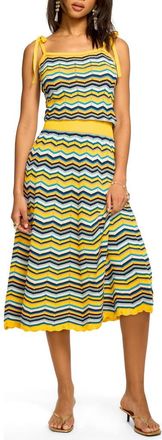 Ramy Brook Cali Tie Strap Midi Dress in Sunshine Chevron at Nordstrom, Size Xx-Large