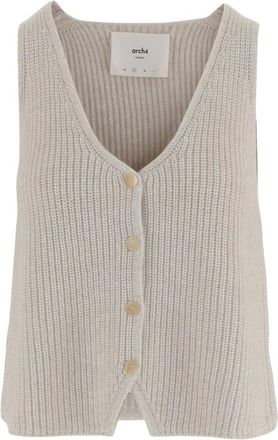 arch4 Cashmere Knitwear, female, Beige, M, Cashmere Knit Vest