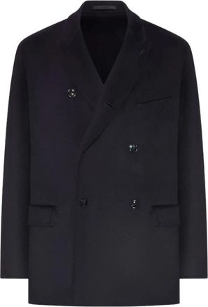 Giorgio Armani Dubbelrijige Jas van Kasjmierblend - Heren - Blazers - Blauw - M - Kasjmier - Jassen
