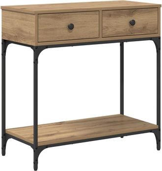 vidaXL Mesa Consola con cajón Roble artisan 75 x 34.5 x 75 cm Vidaxl