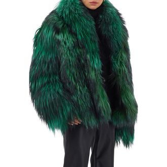Gorski Collared Goat Jacket in Green at Nordstrom, Size X-Small