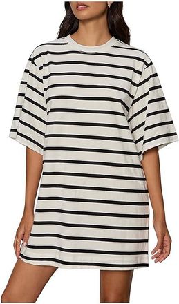 Sanctuary Belle T-Shirts Stripe Dress Womens Dress Chalk/Black Stripe : LG (US 10-12), Cotton