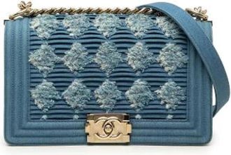 Chanel Pre-owned The Boy Flap - Dames - Vintage Schoudertas - Blauw - ONE Size - Leer - Vintage
