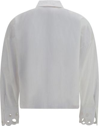 Max Mara Scalloped-Cuff Cotton Poplin Shirt - White
