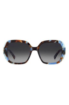 Kate Spade New York norina 57mm gradient square sunglasses in Blue Havana/Dark Grey Sf at Nordstrom