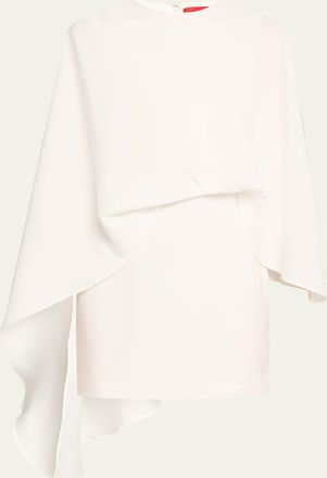 Halston Heritage Laure Asymmetric Draped Crepe Mini Dress