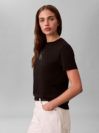 Calvin Klein Jeans T-Shirt CALVIN KLEIN JEANS, Damen, Gr. XXL (46), schwarz, Single Jersey, Obermaterial: 100% Baumwolle, unifarben, regular fit normal, Rundhals, einges