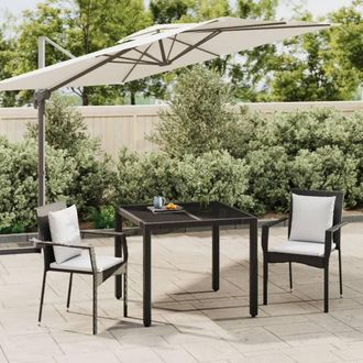 vidaXL Set Comedor De Jard&iacute;n 3 Pzas Con Cojines Rat&aacute;n Sint&eacute;tico Negro Vidaxl