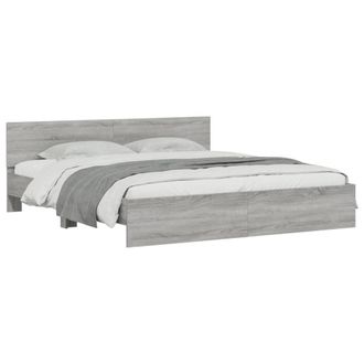 Berkfield Home Durable Bed Frame with LED without Mattress Grey Sonoma 180x200 c | Size: Super King