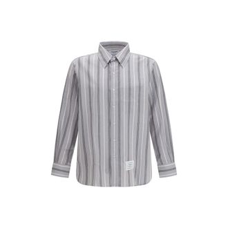 Thom Browne Gray Cotton Pattern Mens Shirt