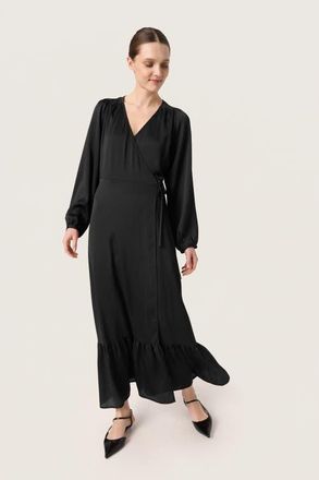 Soaked In Luxury Slioana Maxi Length V-Neck Wrap Dress in Black at Nordstrom, Size X-Small