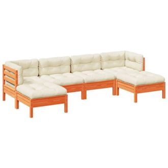vidaXL Vidaxl - Set Divani Giardino 6pz con Cuscini Marrone Cera Massello Pino