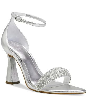 Vince Camuto Womens Vince Camuto Aylen Sandals Silver Ankle Strap Flared Heel HAWK1836